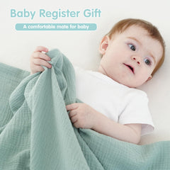 Synrroe muslin swaddle blanket doubles as burp cloth during messy feedings