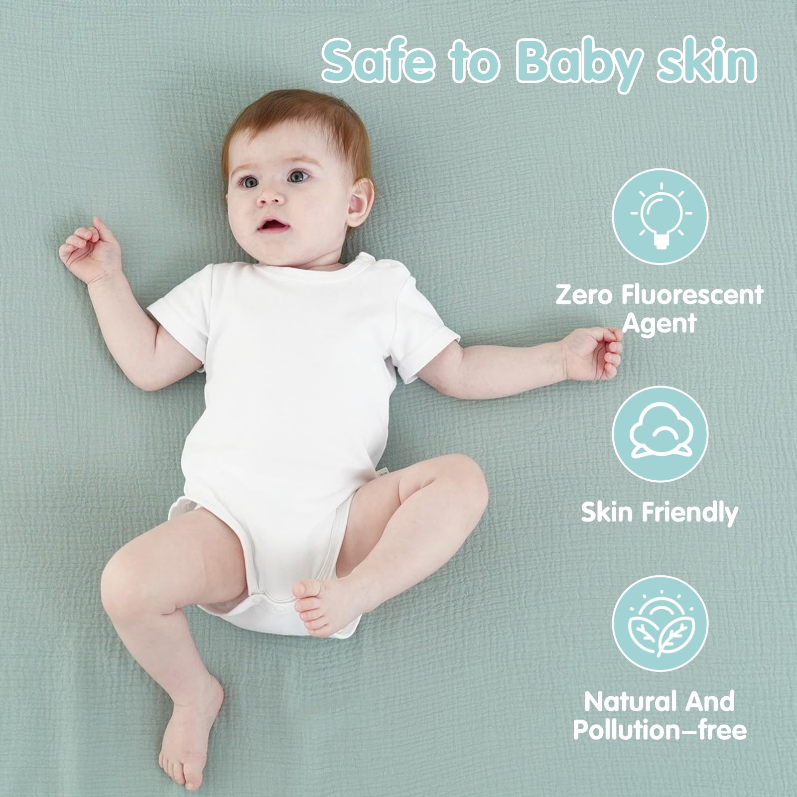 Synrroe muslin swaddle blanket anchors playtime on soft mat surfaces