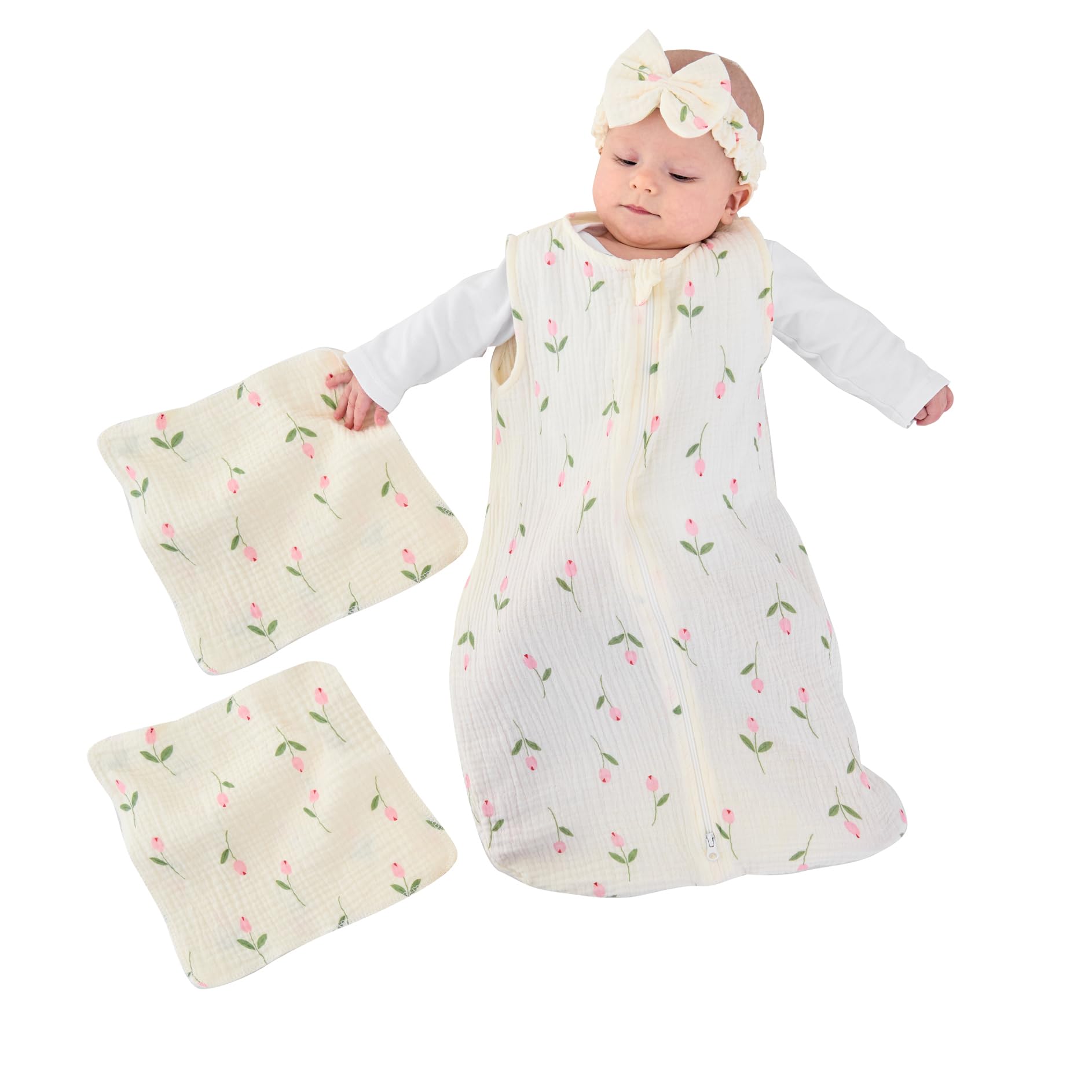 Synrroe sleep sack floral print—cozy wearable blanket for newborns.