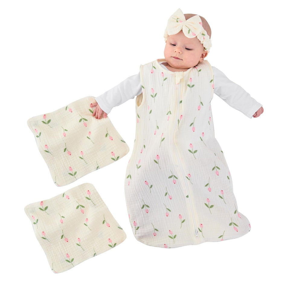 Synrroe sleep sack floral print—cozy wearable blanket for newborns.