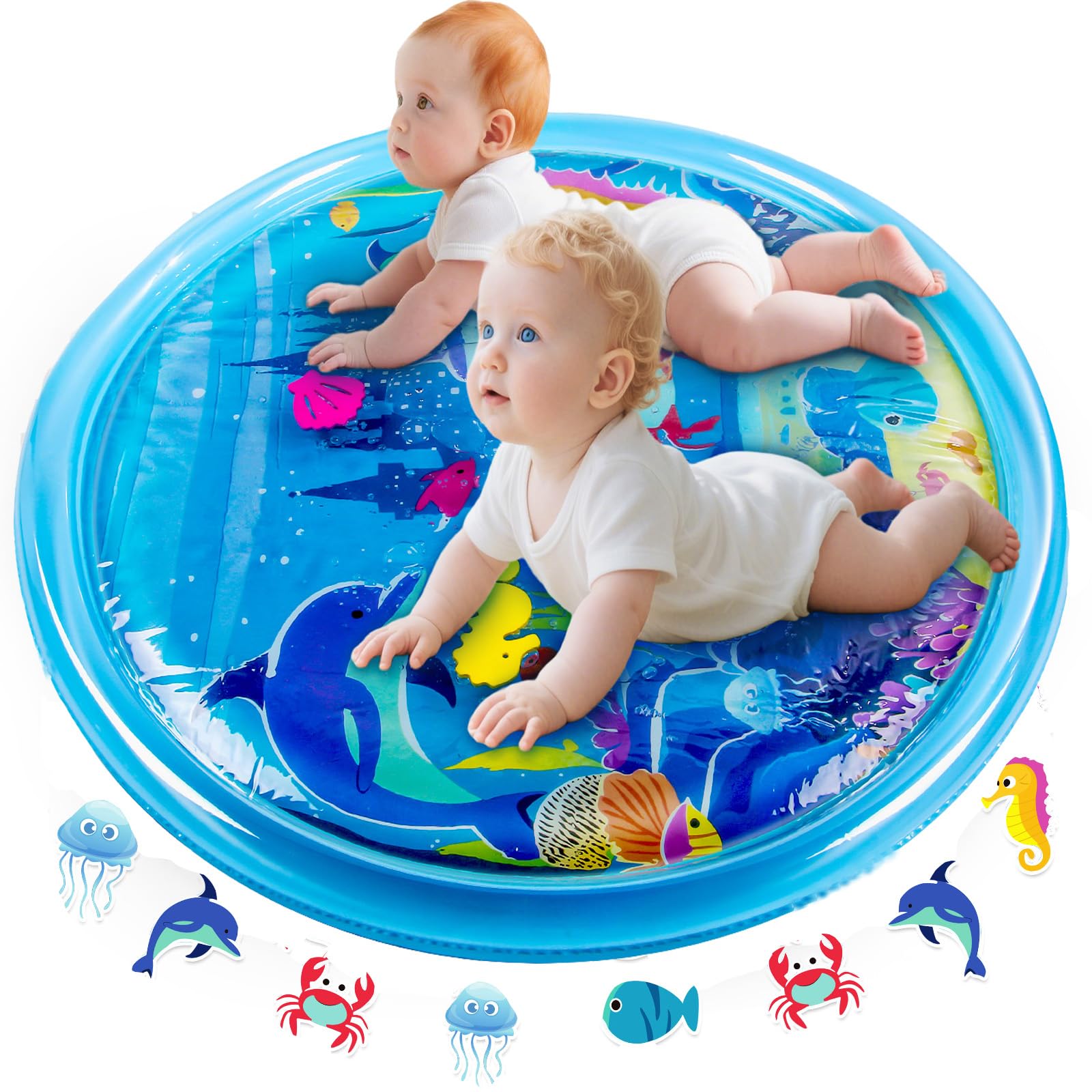 SYQZENG 40x40 tummy time water mat front view offers spacious engaging play space.