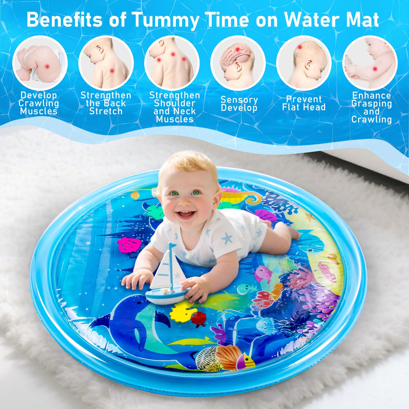 SYQZENG extra-large baby water mat side view demonstrates stable setup.