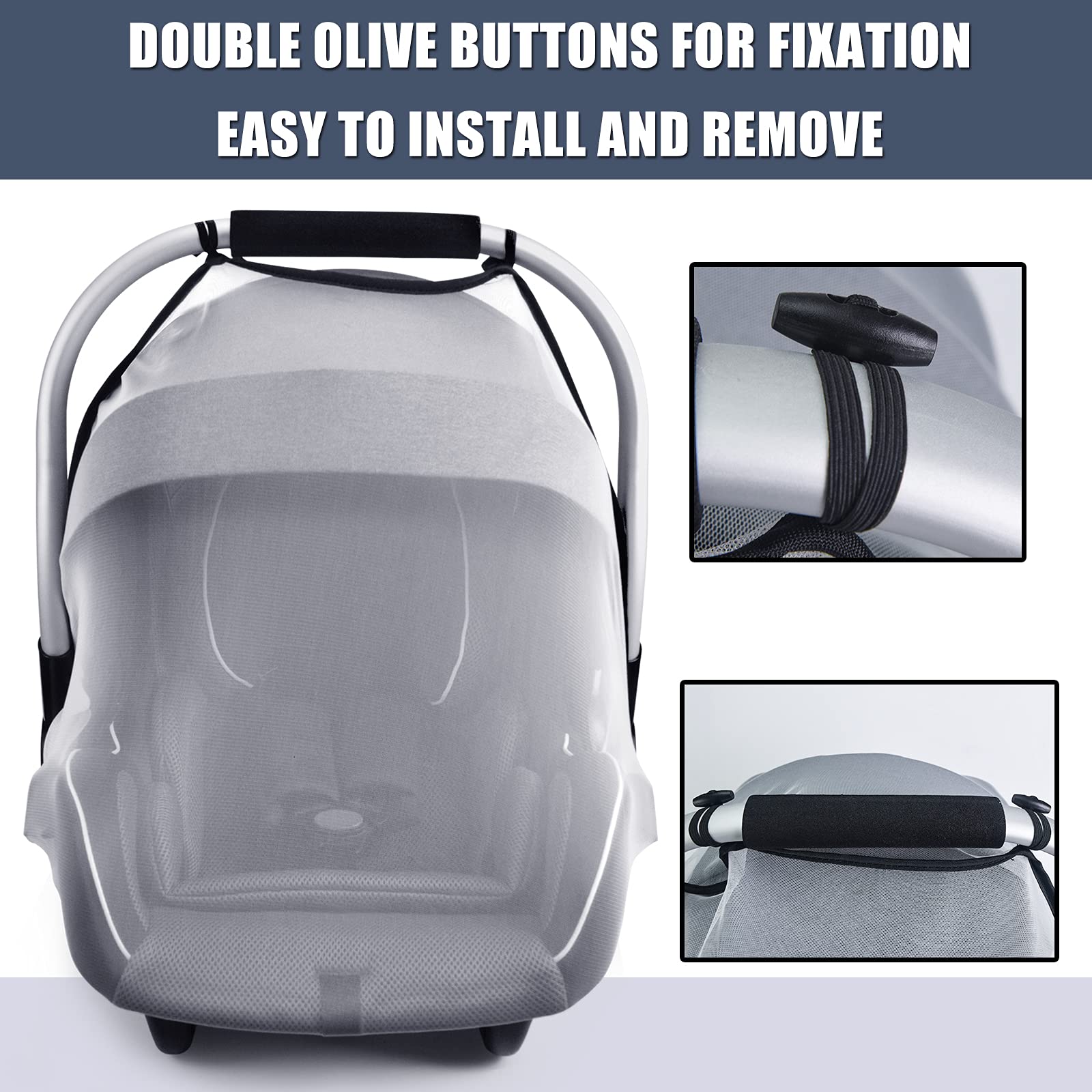 Sysmie baby mosquito net stroller attachment enables quick elastic-band fitting for on-the-go setup.