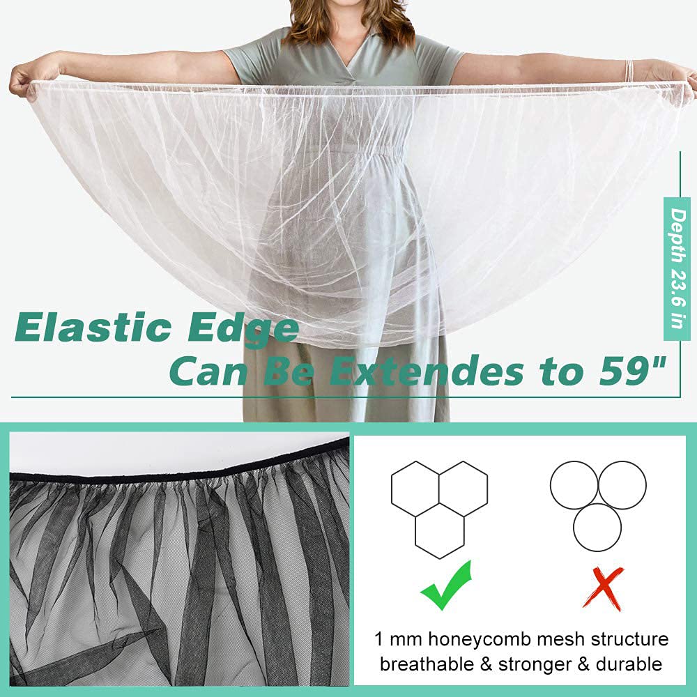 Sysmie mosquito net mesh detail shows 1mm honeycomb weave for breathability.