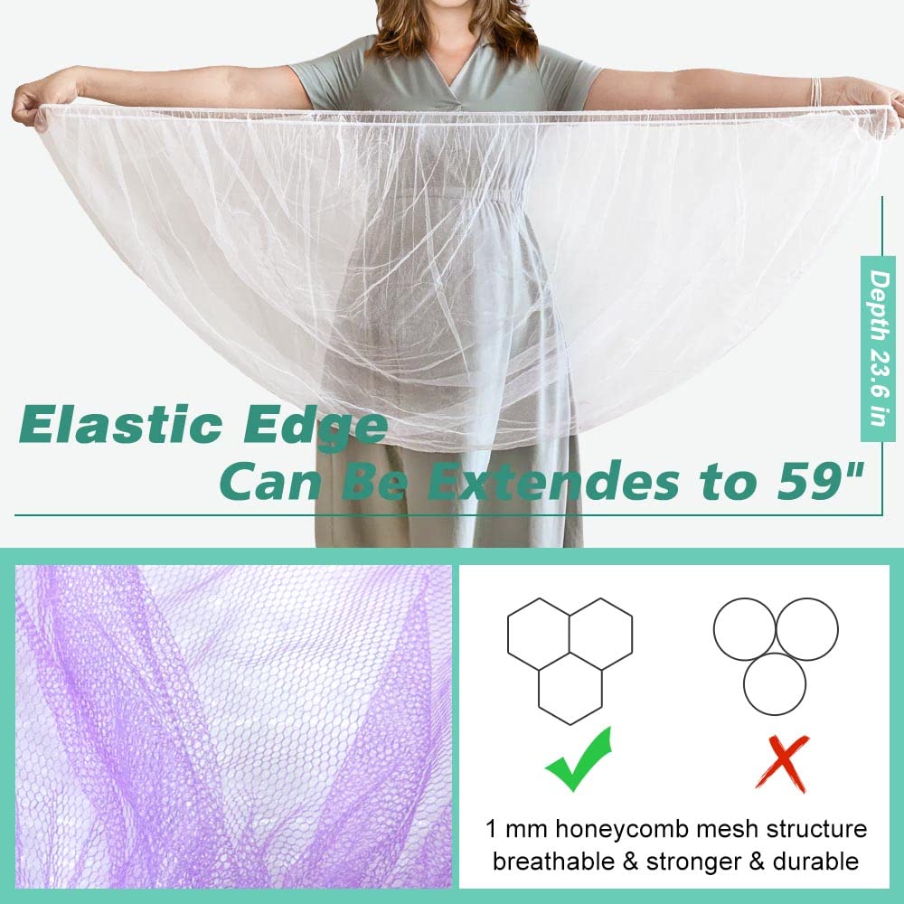 Sysmie durable baby mosquito net purple stroller fit demonstrates easy attachment for walks