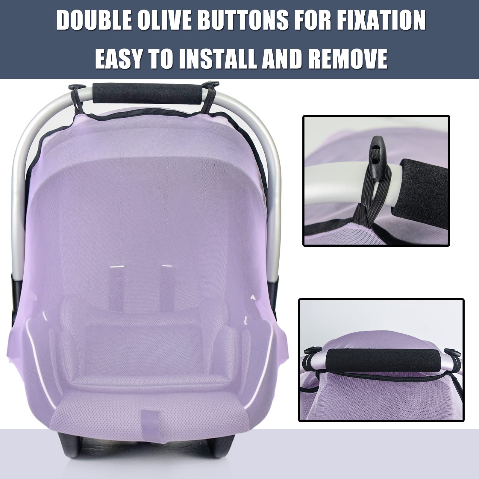 Sysmie infant car seat insect-net dense-mesh image emphasizes 1mm honeycomb mesh for strong protection.