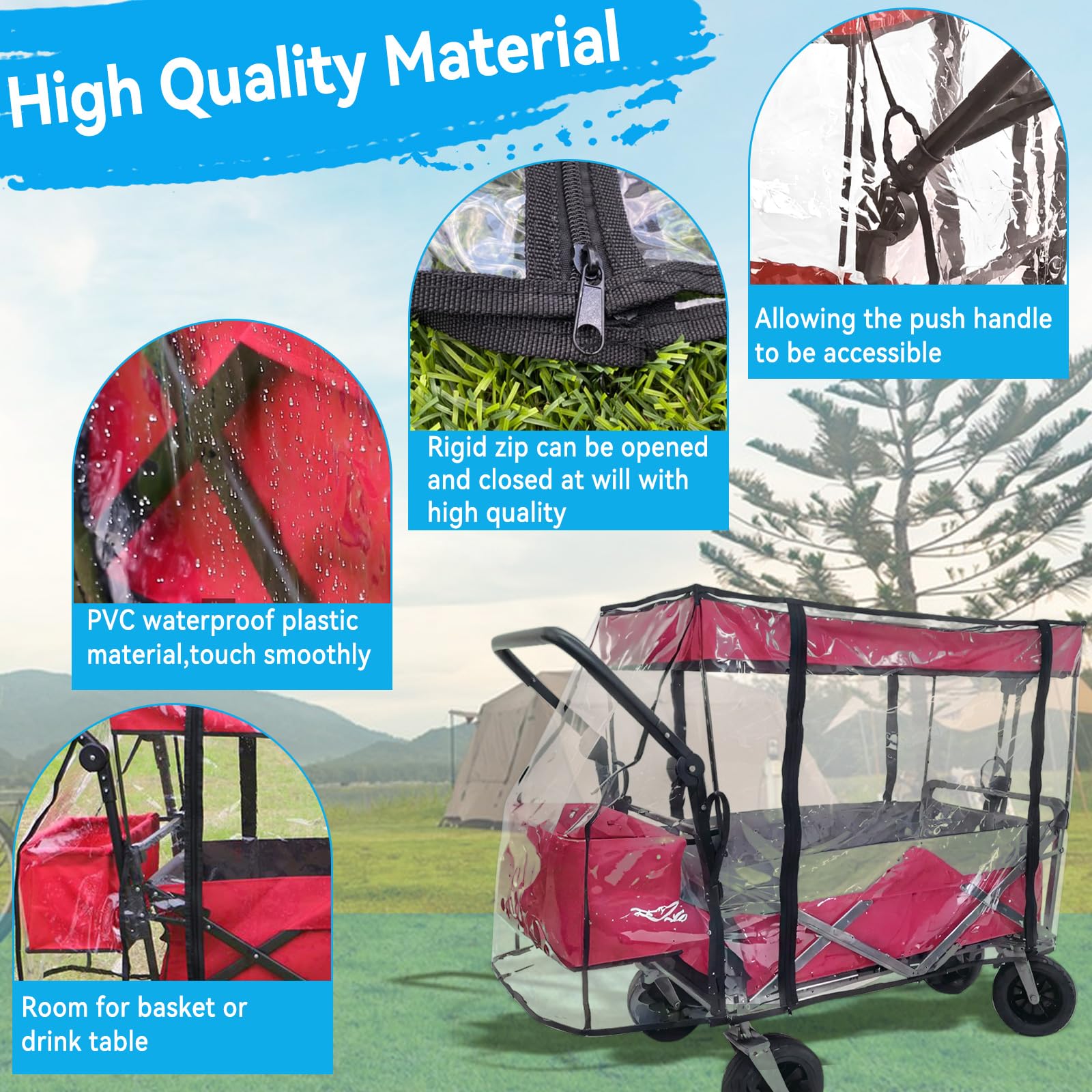 SYWAN wagon cover rain durable pvc material viewed from side