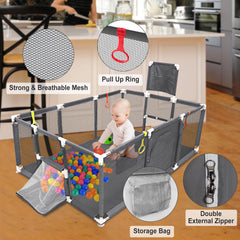 SZBOB playpen with ball pit and basketball hoop for active play opportunities.