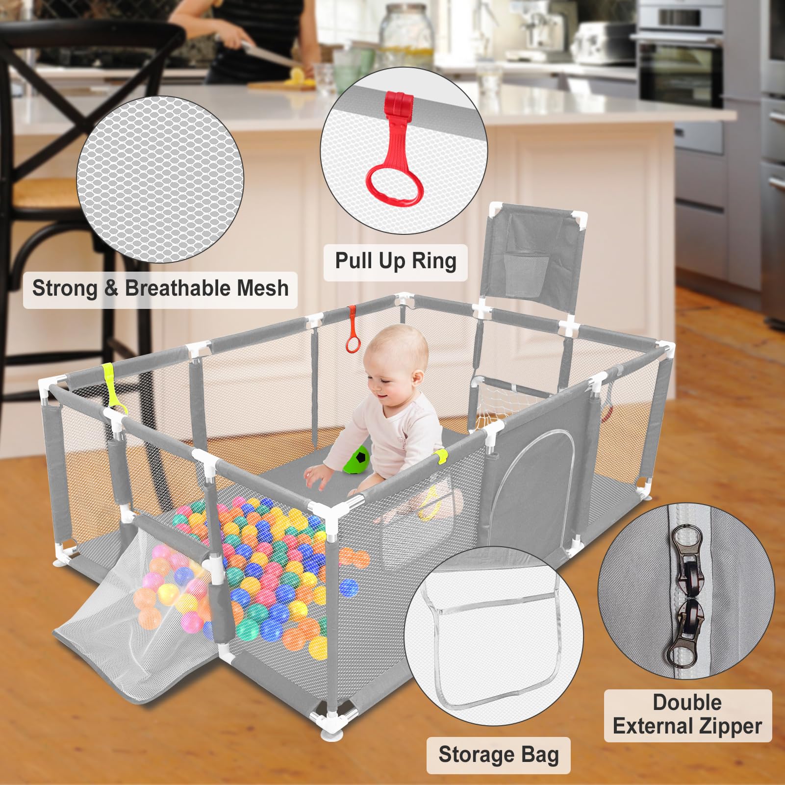 SZBOB large playpen basketball hoop detail for active play benefits