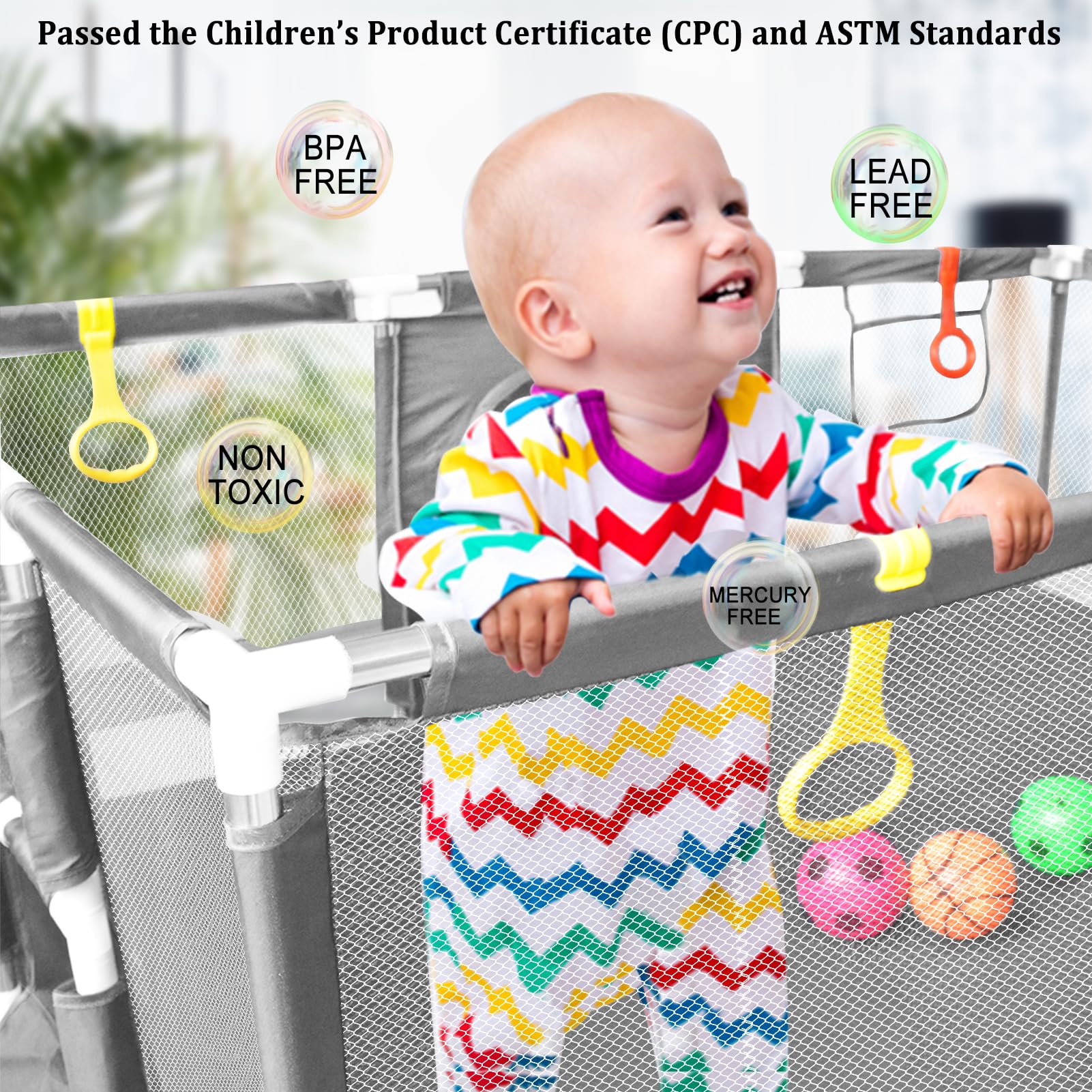 SZBOB large playpen soft breathable mesh ensuring visibility and comfort