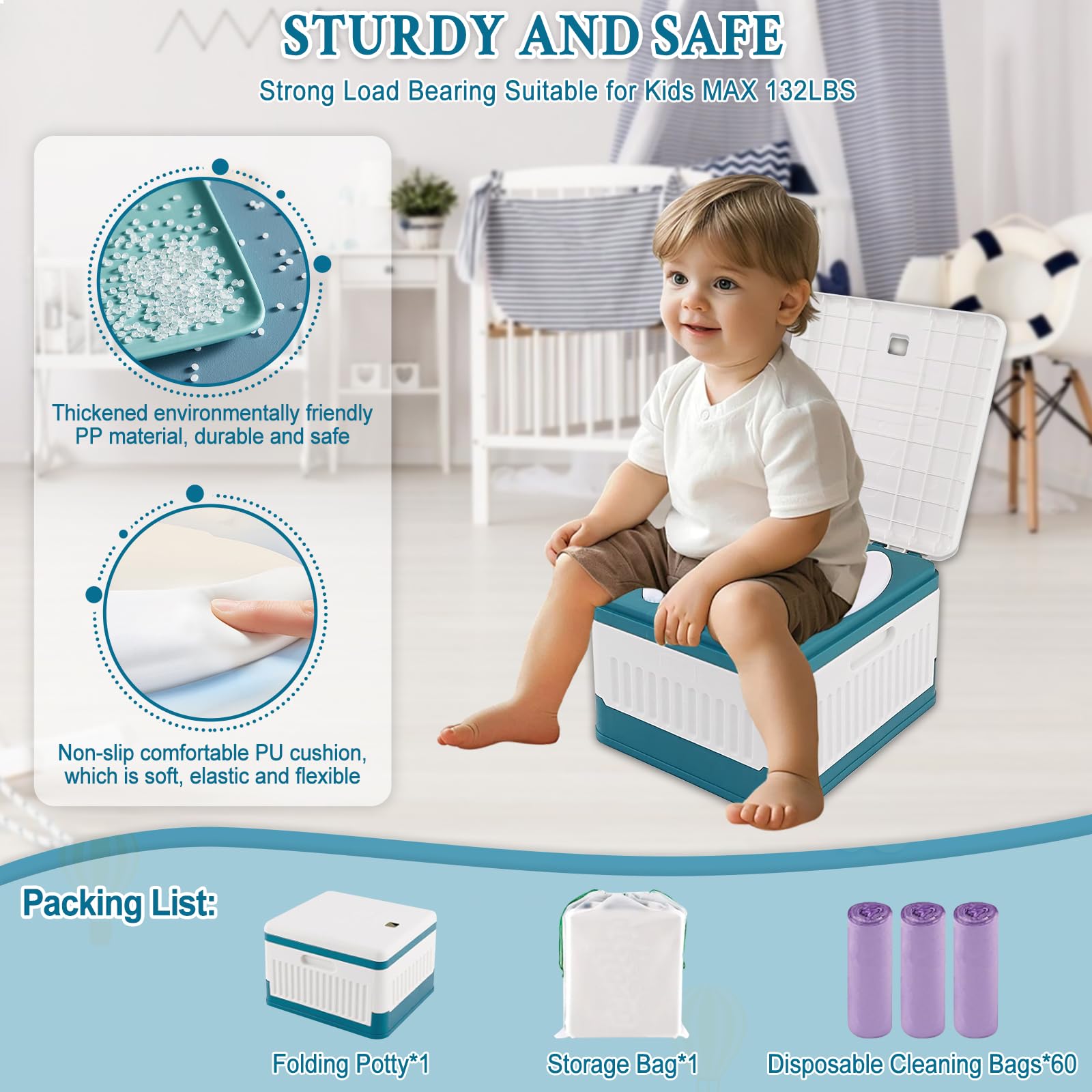 SZBOB travel potty expanded to full height for comfortable use anywhere.
