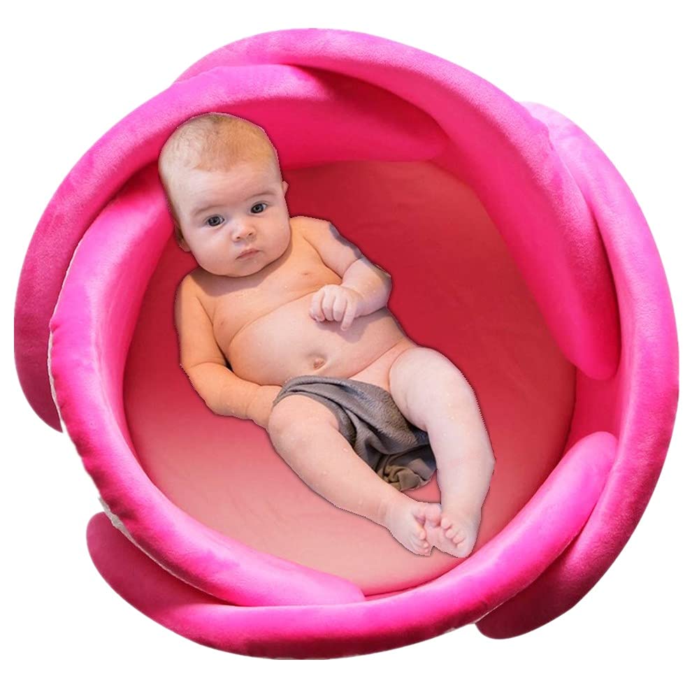 SZCQ Baby Bath Lotus Cushion petal closeup highlights soft plush materials for gentle newborn bathing.