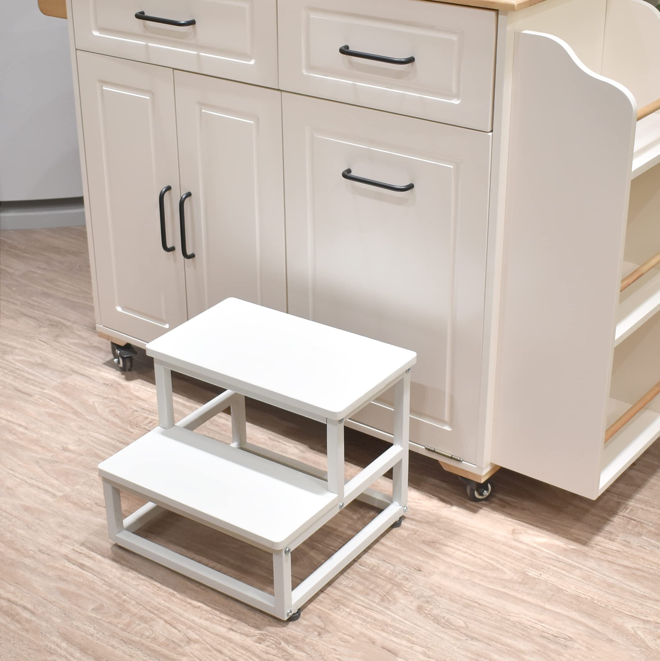 SZLHANJZ nursery step stool white metal frame detail shows 500 lb capacity