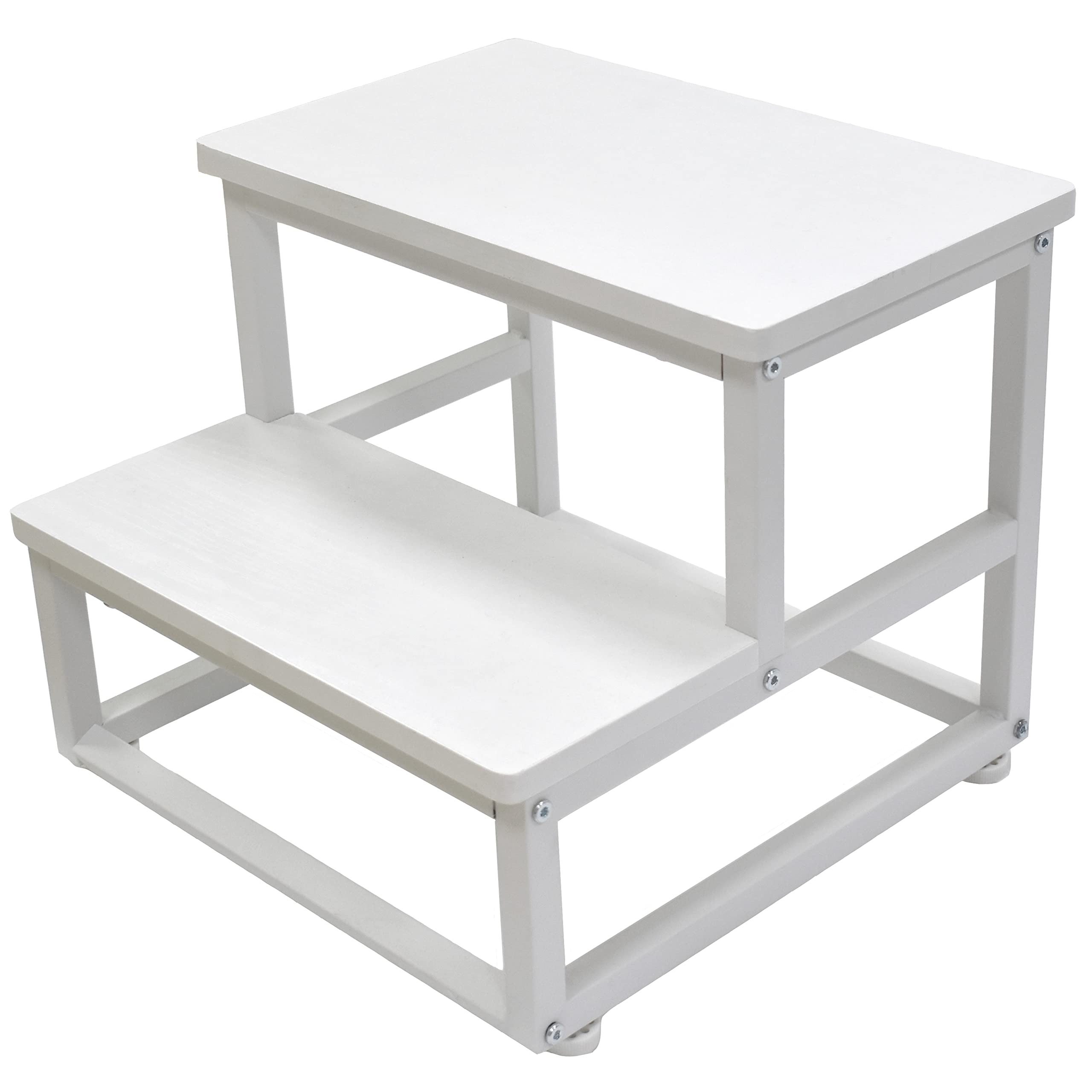 SZLHANJZ nursery step stool white front view highlights two-step reach for high cabinets
