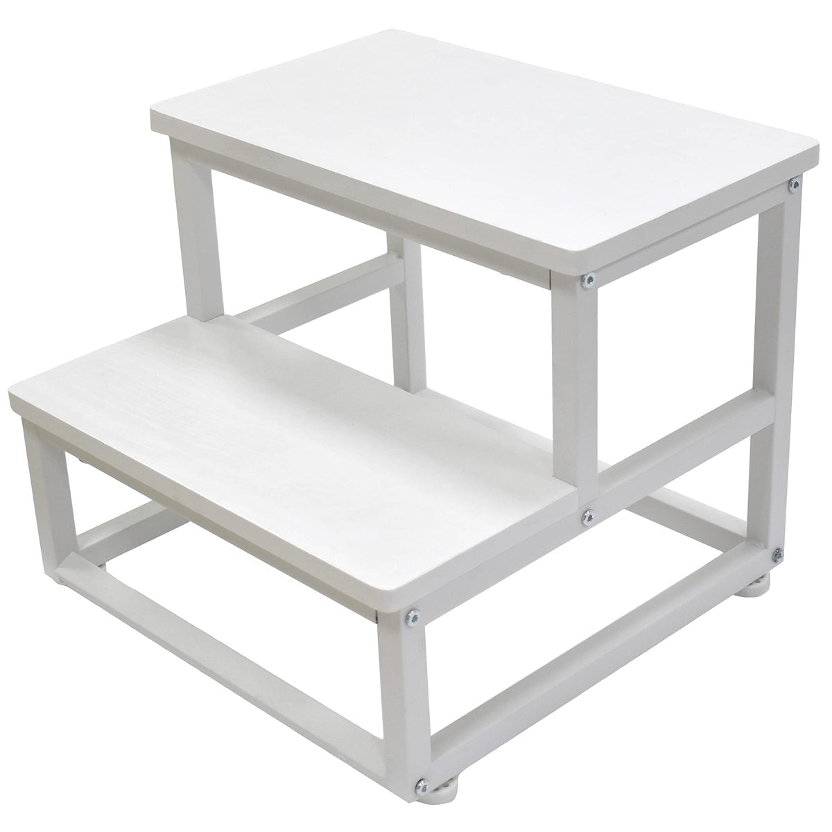SZLHANJZ nursery step stool white front view highlights two-step reach for high cabinets