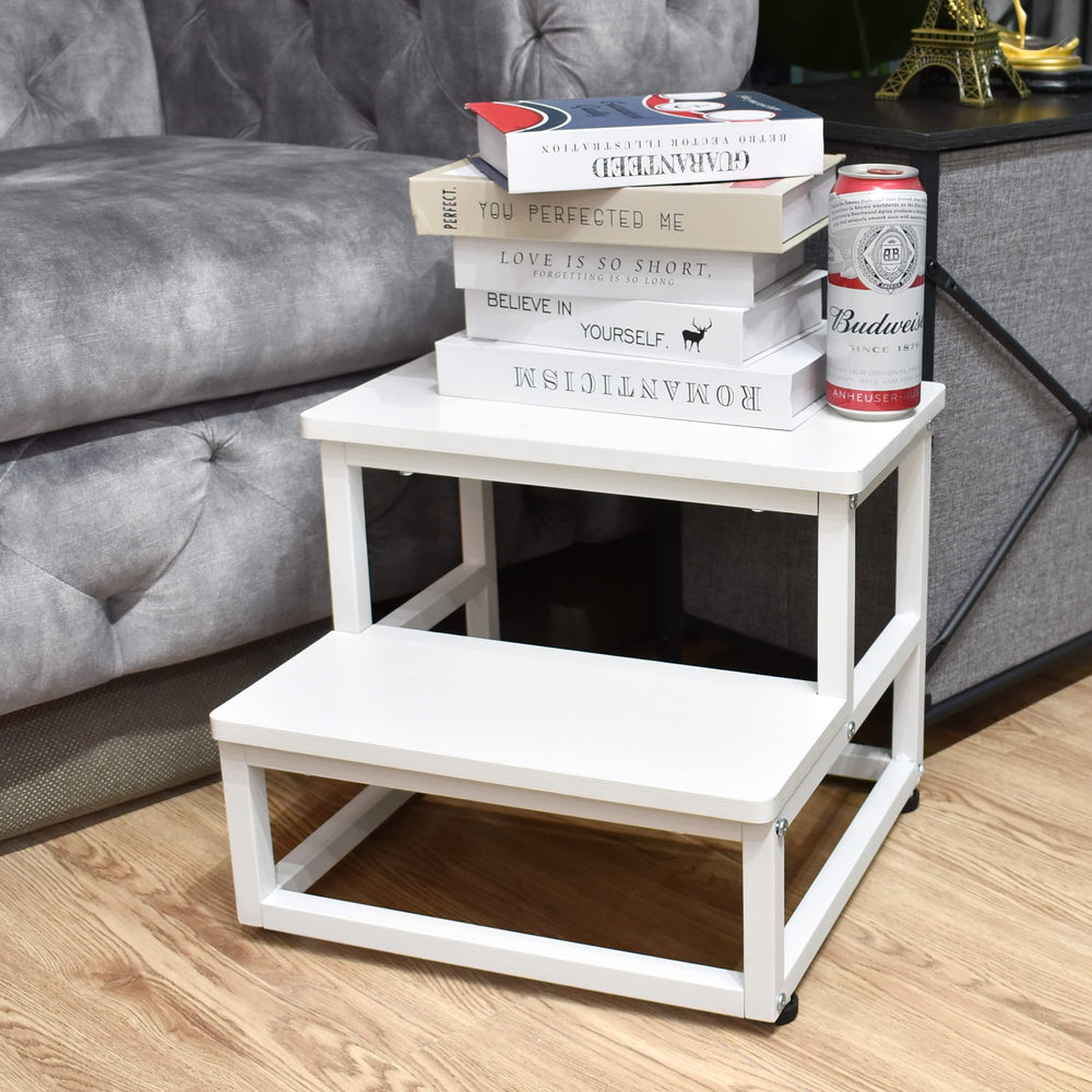 SZLHANJZ nursery step stool white side view shows stable frame and rounded corners