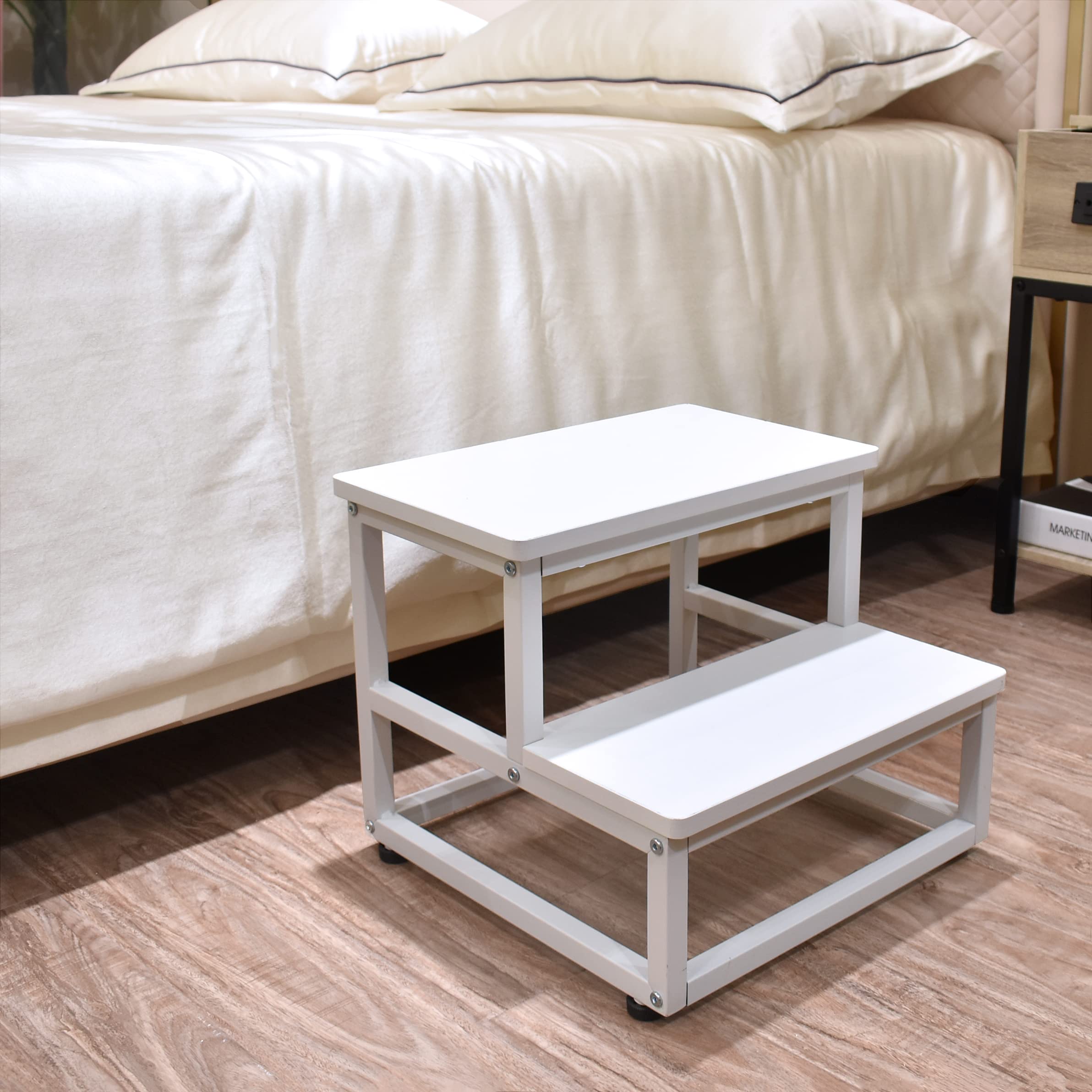 SZLHANJZ nursery step stool white top view emphasizes easy assembly and storage