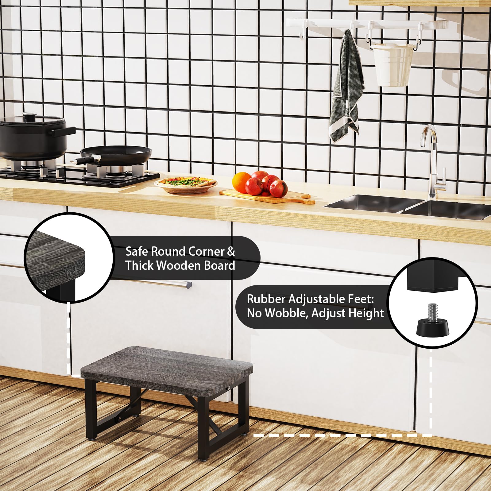 SZLHANJZ One Step Stool in kitchen ready for reach and storage tasks.