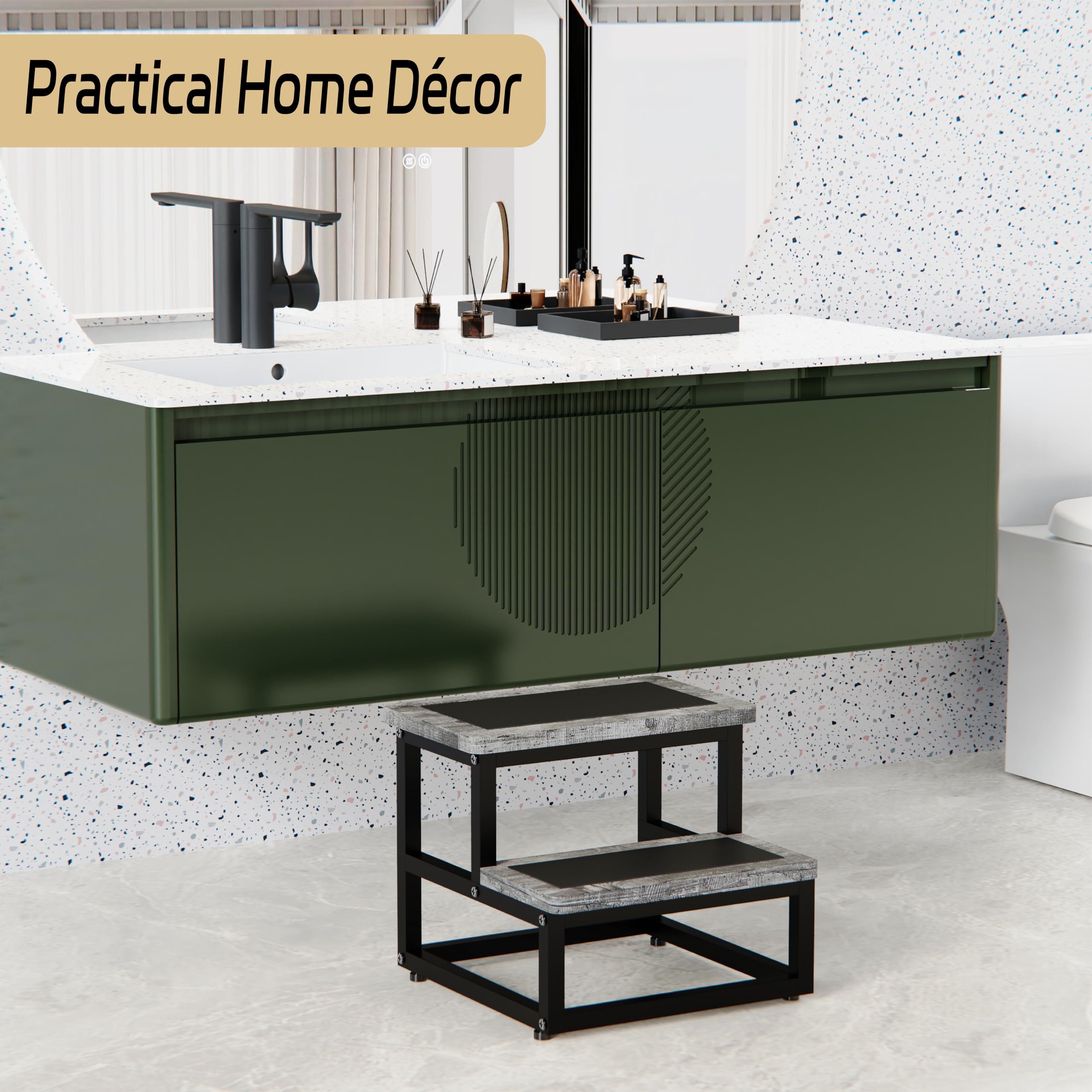 SZLHANJZ step stool bedside use demonstrates easy reach for nightly routines.