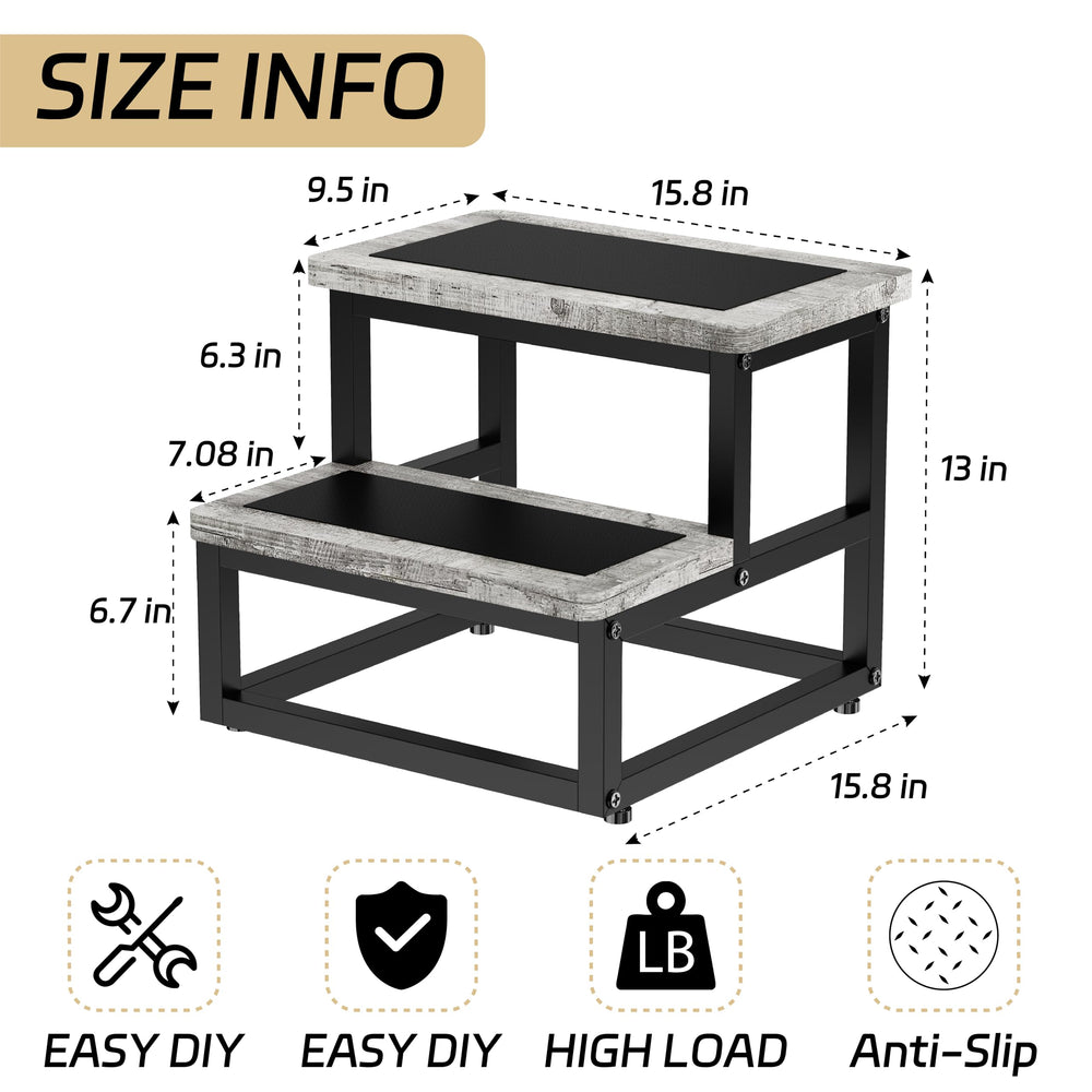 SZLHANJZ step stool gray pattern assembly image shows included tools and quick setup.