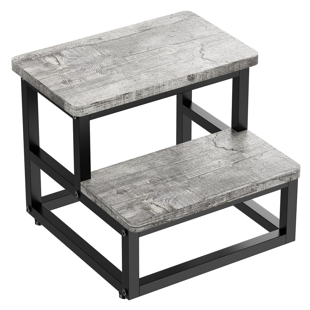 SZLHANJZ step stool gray pattern side view highlights durable construction up to 500 pounds.