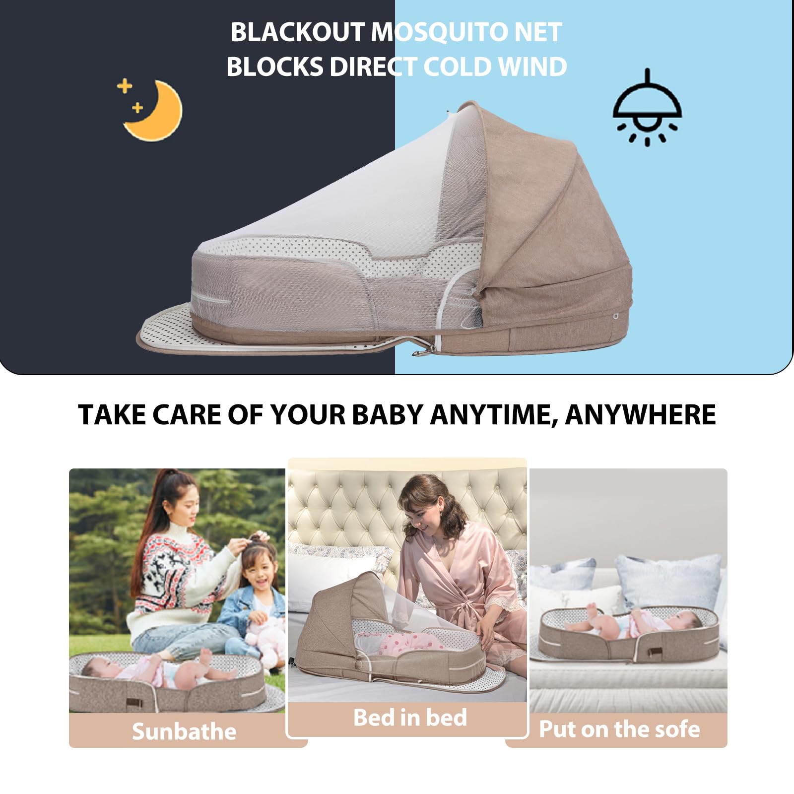 SZRUNZHU baby bassinet carry bag for quick setup on the go