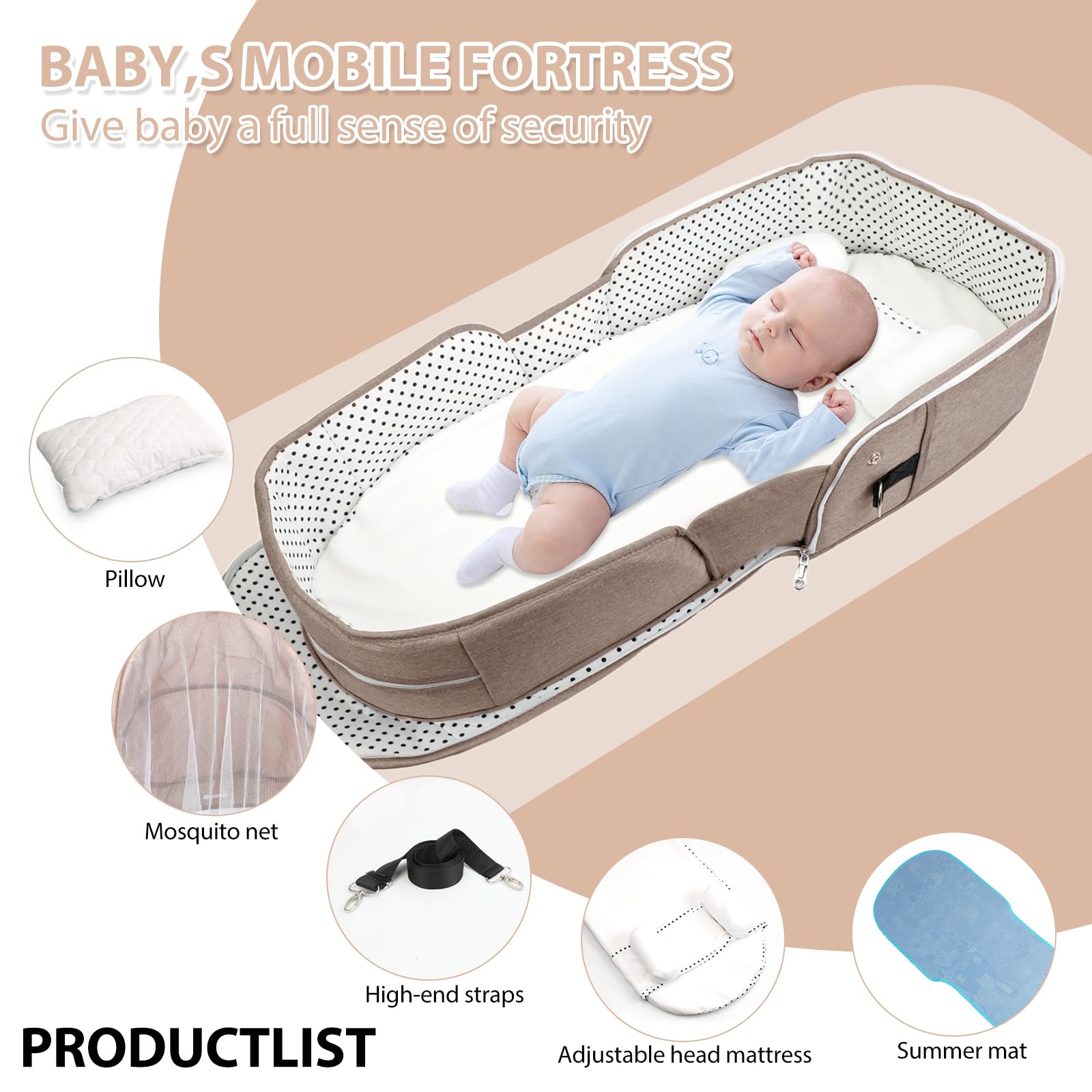 SZRUNZHU baby bassinet storage pocket for small essentials