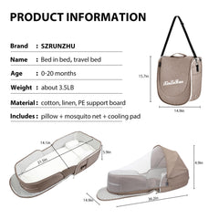 SZRUNZHU baby bassinet in use for travel, secure sleeping nest