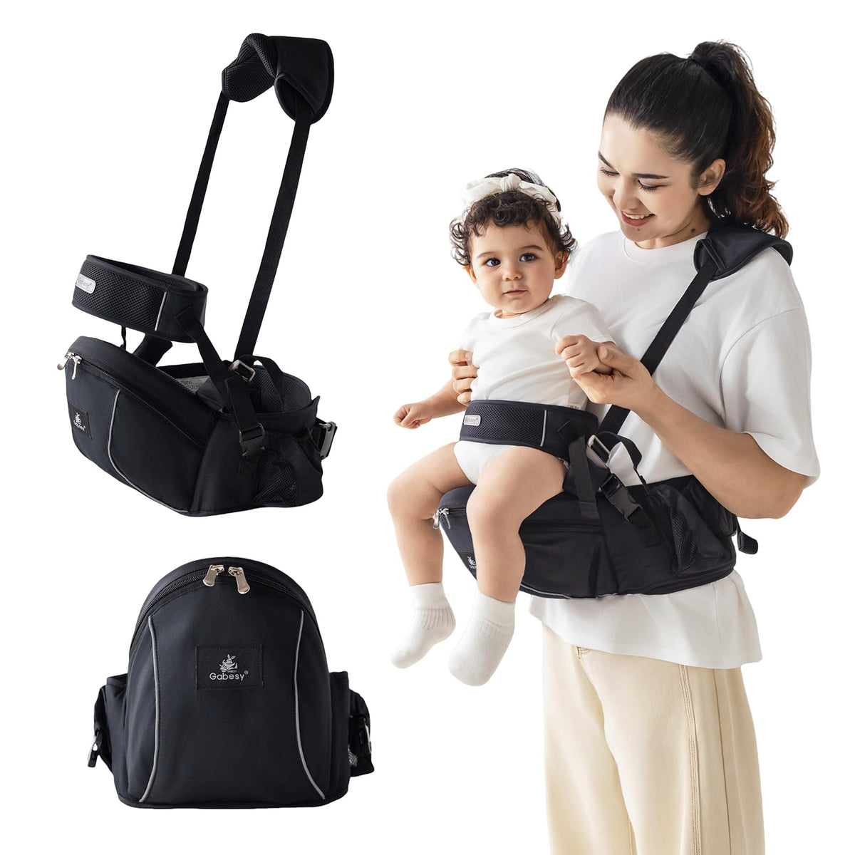 SZRUNZHU ergonomic-baby-hip-carrier-seat-core demonstrates natural seating posture for baby's comfort.