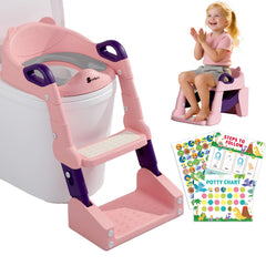 Szwbee 3-in-1 potty seat foldable ladder pink helps toddlers reach the toilet safely.