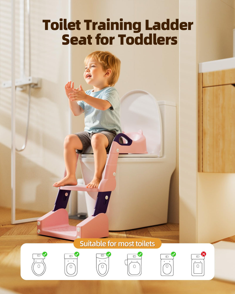 Szwbee foldable potty ladder saves space for home or travel.