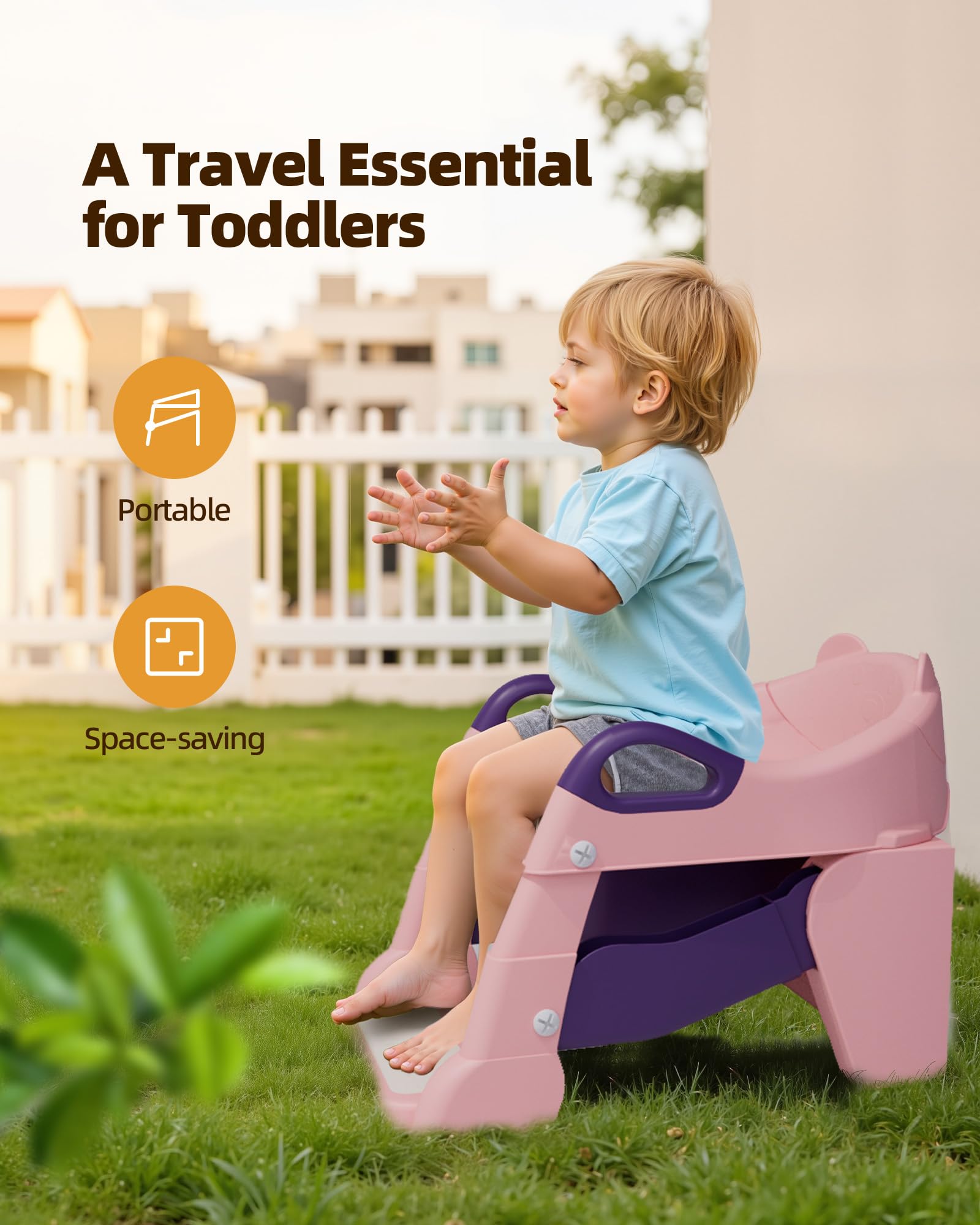 Szwbee front splash guard helps prevent spills for boys and girls.