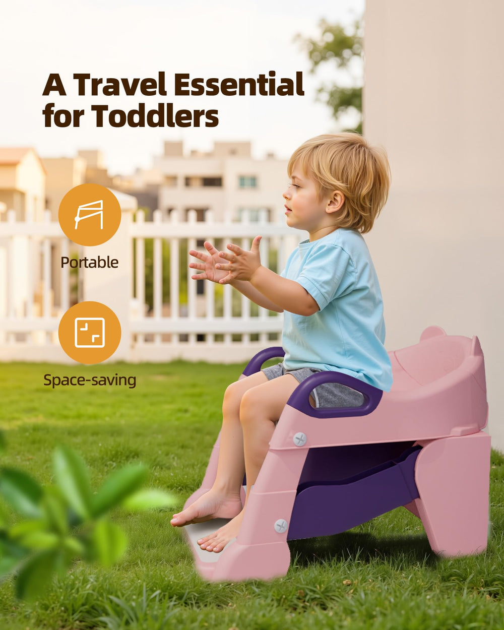 Szwbee front splash guard helps prevent spills for boys and girls.