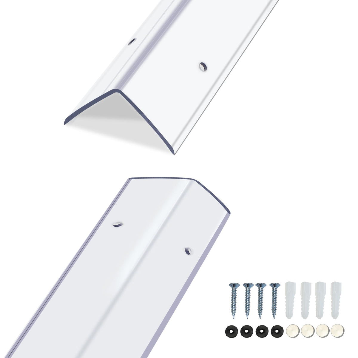Taaizau wall corner protector close-up showing a clear shield preventing door-frame bumps.