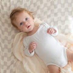 TAB muslin swaddle pure beige pattern provides timeless everyday style.