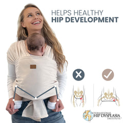 TAB wrap shows adjustable size for a snug fit as baby grows.