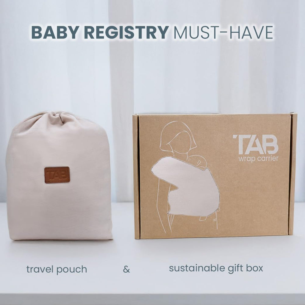 TAB carrier fabric highlights durable support as baby grows.