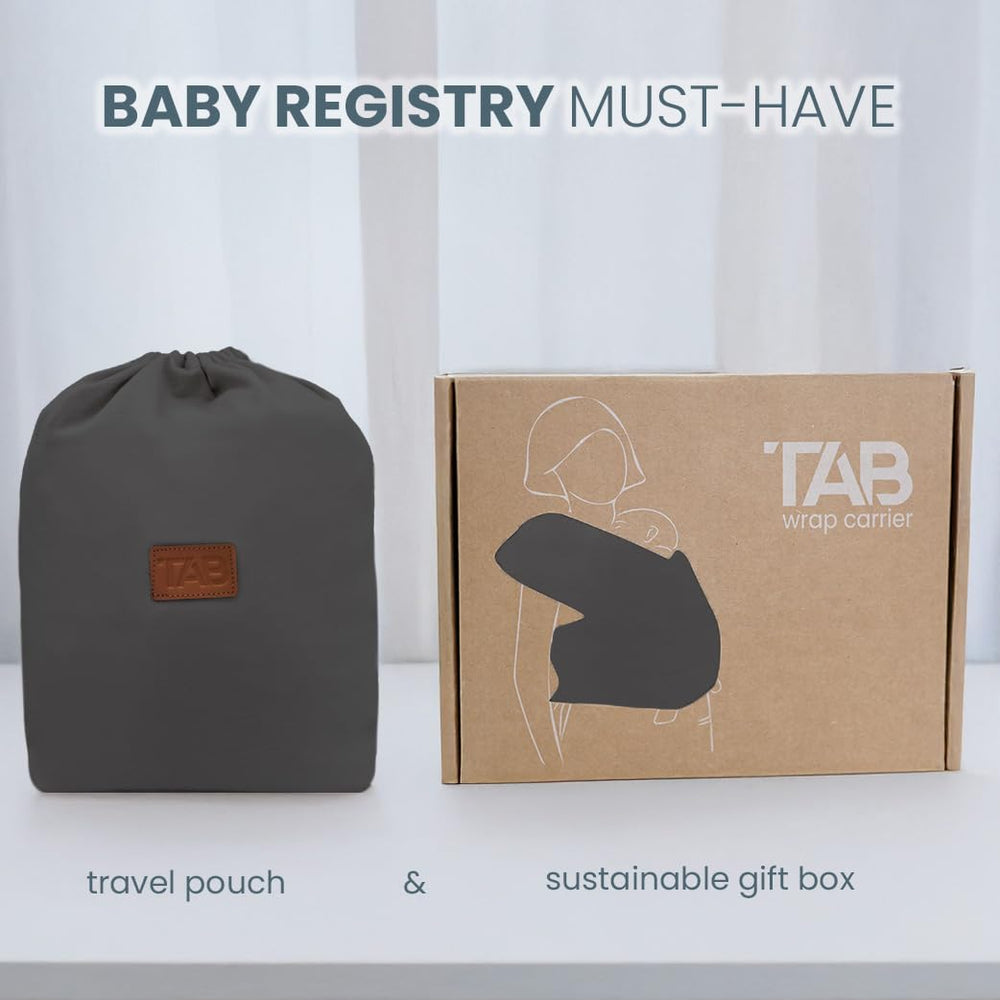 TAB newborn-to-toddler fit on model shows even weight distribution.