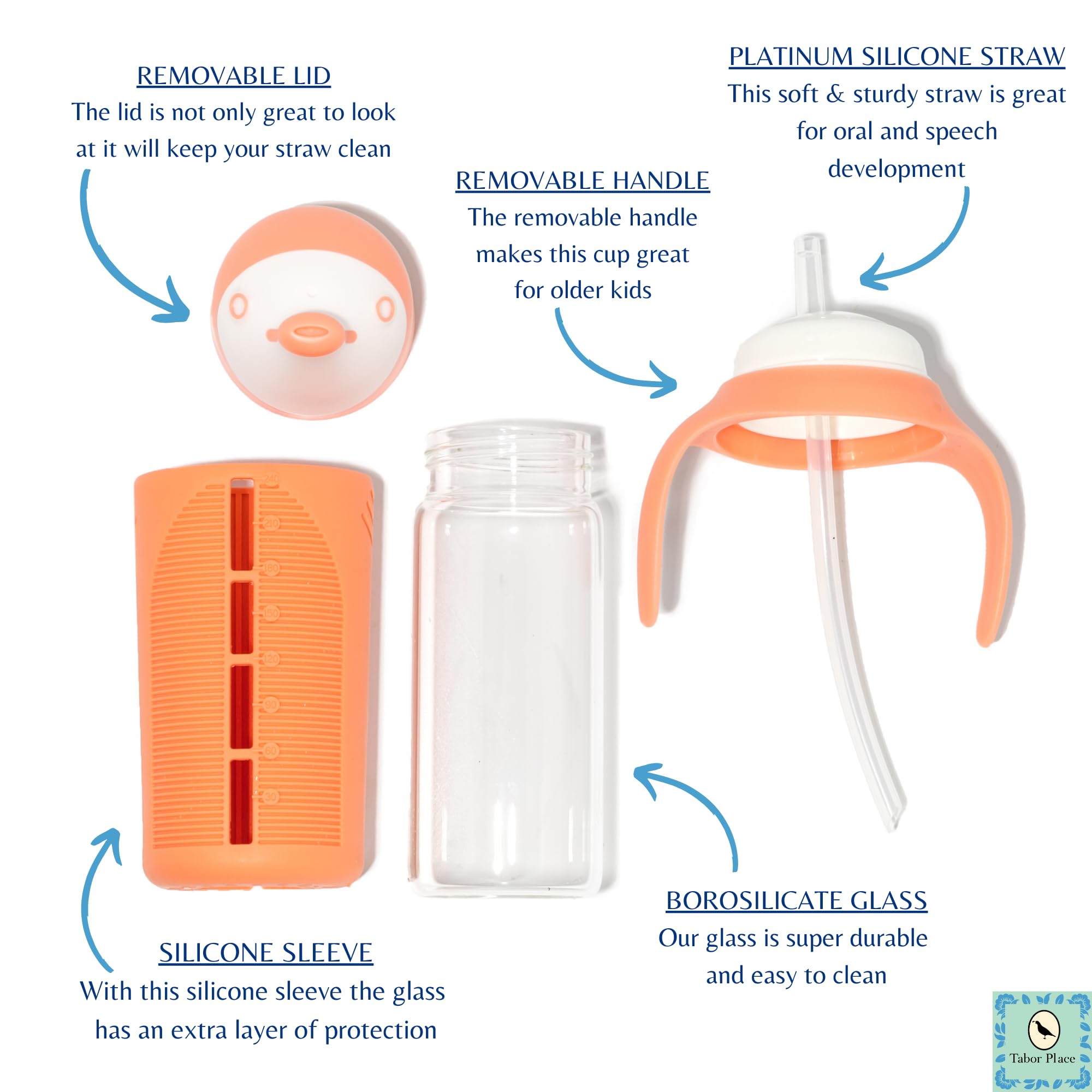 Tabor Place Luca spill-proof silicone straw – controlled sip and leak resistance for easier toddler drinks.