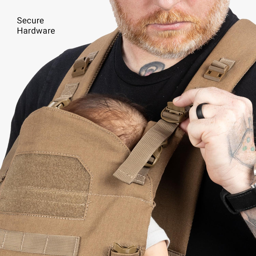Tactical Baby Gear sun shade provides protection during sunny strolls.