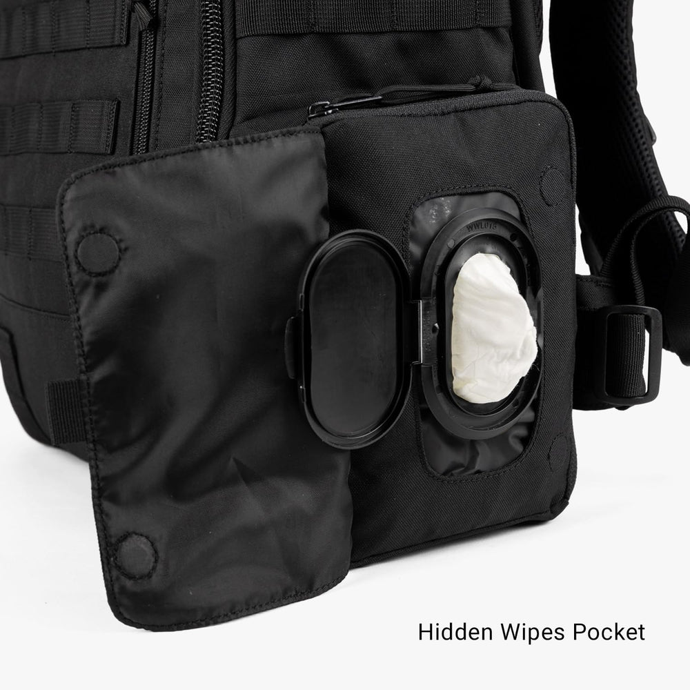 Tactical Baby Gear Daypack changing mat view highlights quick diaper changes anywhere.