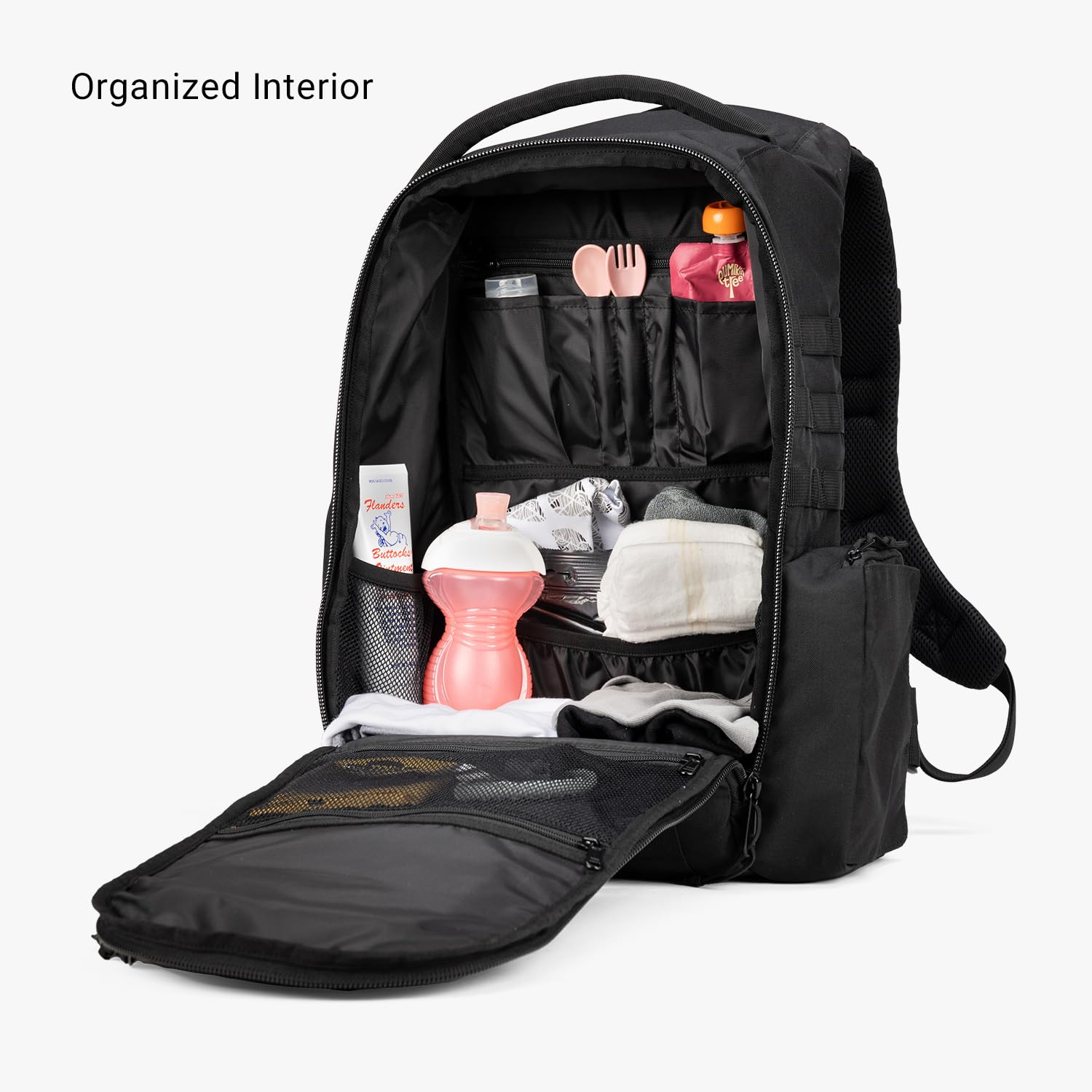 Tactical Baby Gear Daypack durability image emphasizes water resistance and rugged build.