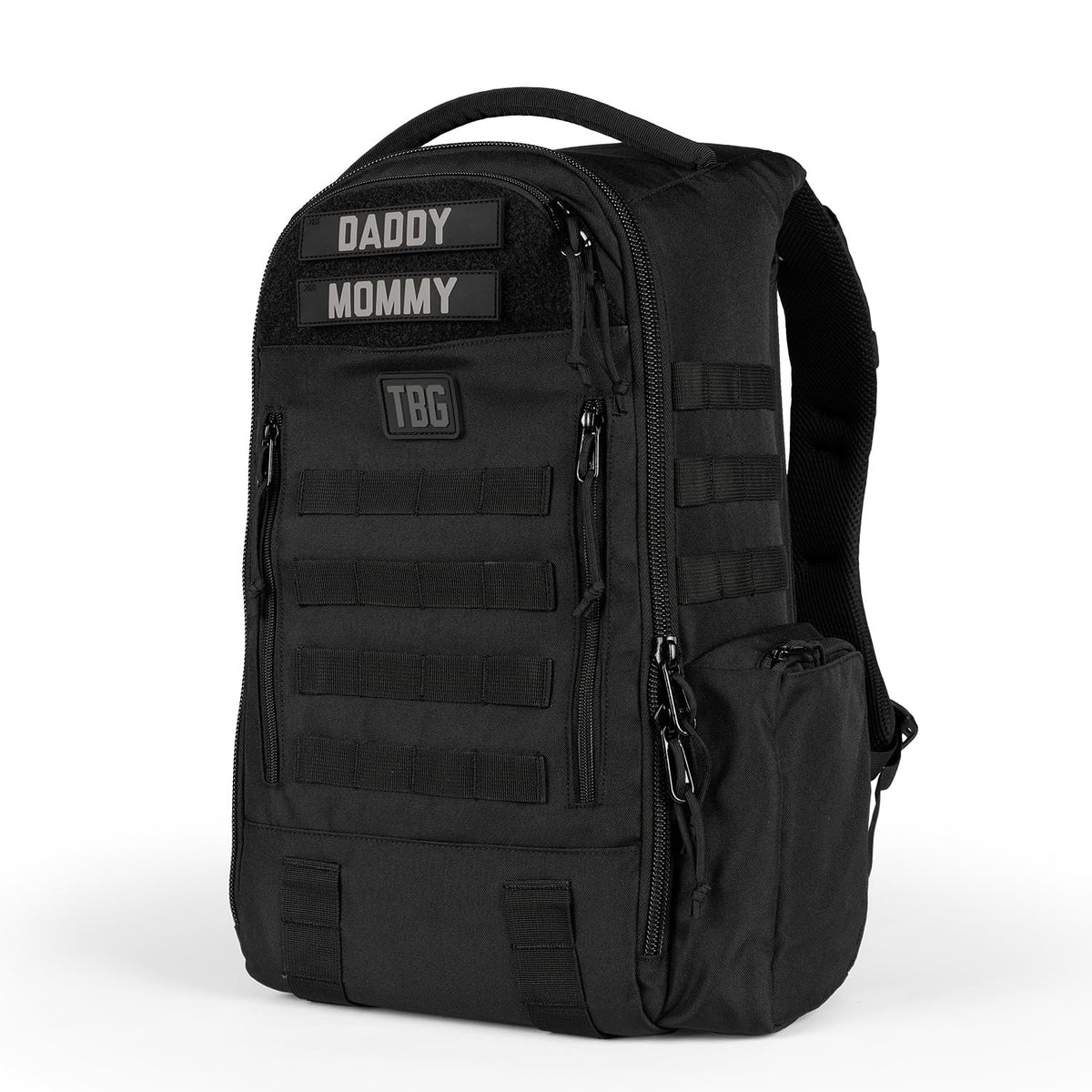Tactical Baby Gear Daypack front view shows rugged dad-ready design for on-the-go storage.