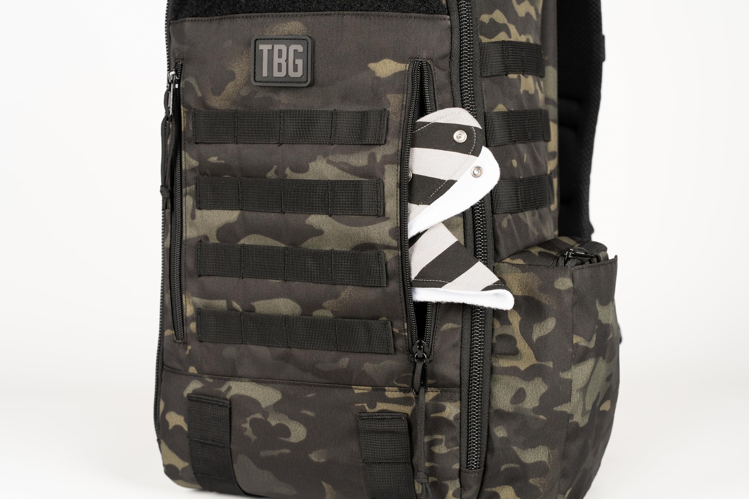 Tactical Baby Gear Daypack attached to stroller for hands-free outings
