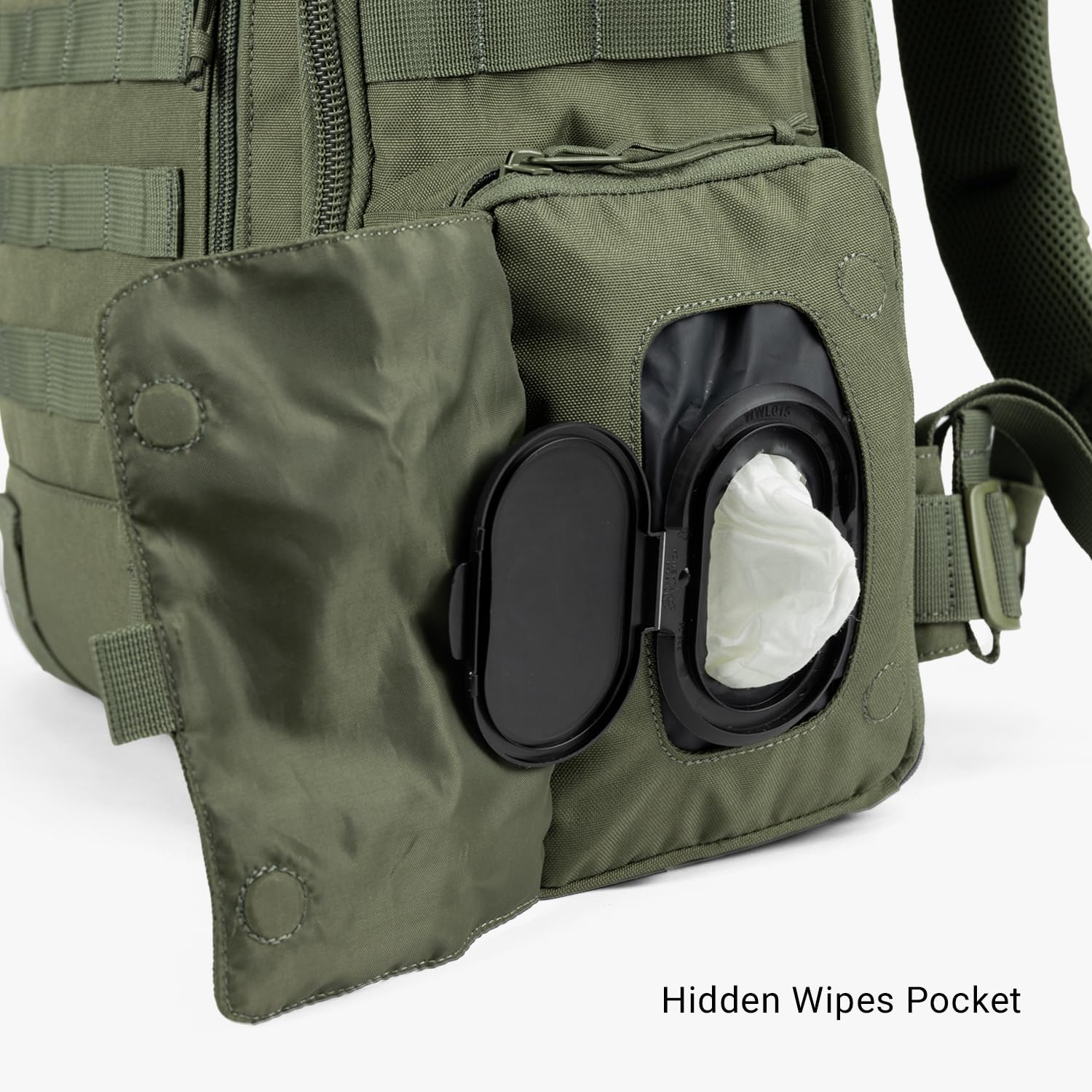 Tactical Baby Gear Daypack with stroller straps keeps essentials within reach.