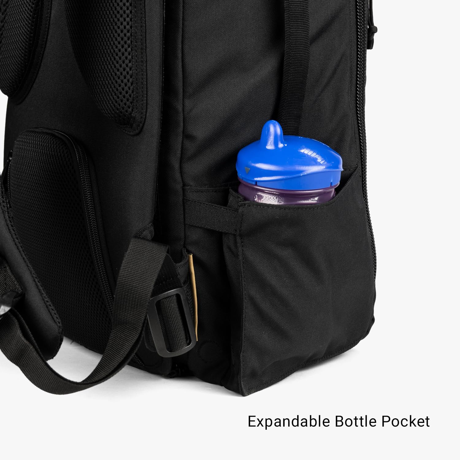 Tactical Baby Gear Daypack stroller straps facilitate hands-free strolling.