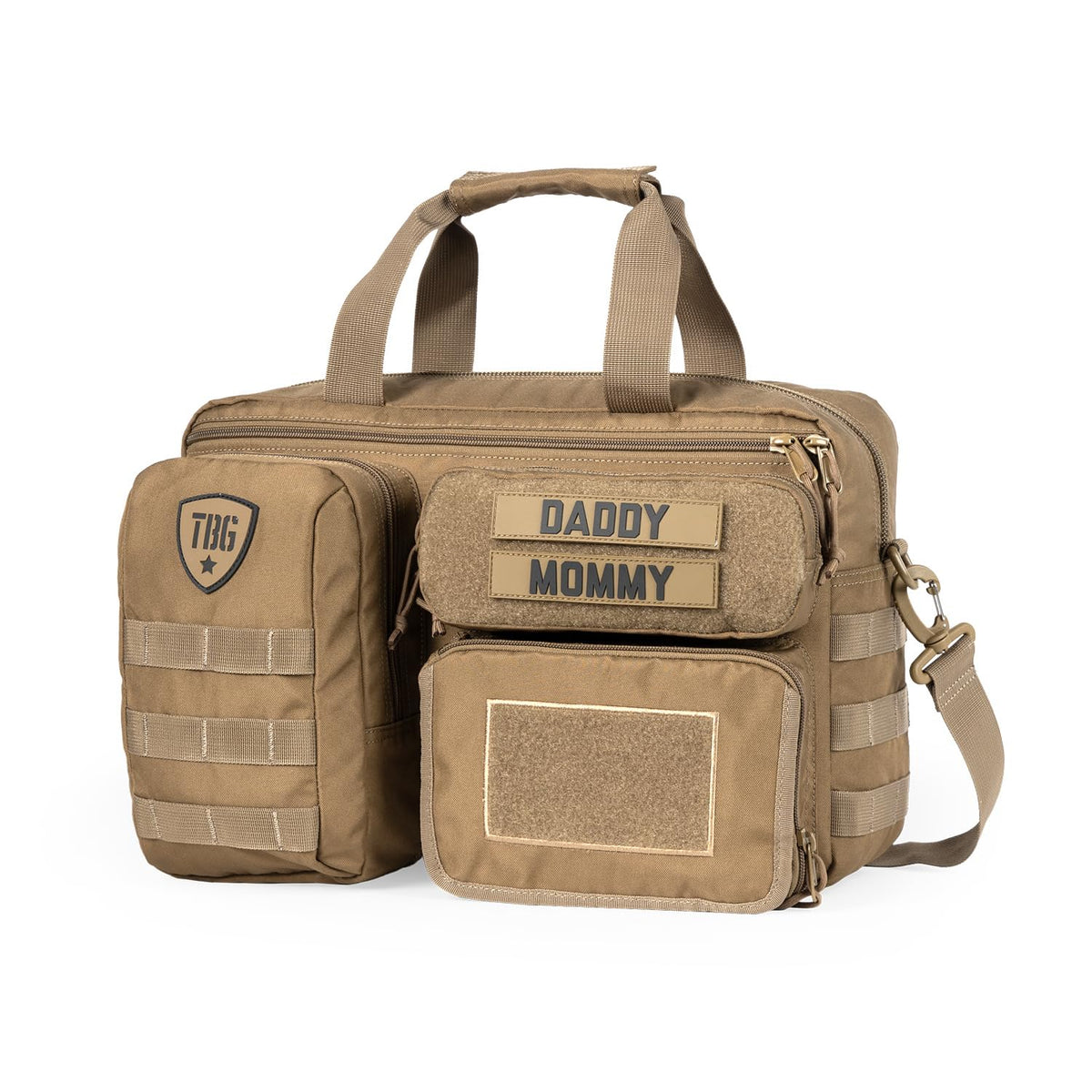 Tactical Baby Gear Deuce 4th Gen diaper bag front view for on-the-go organization.