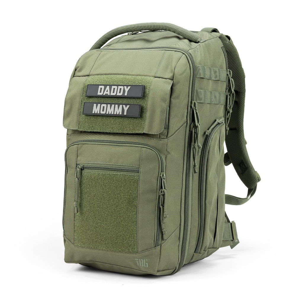 Tactical Baby Gear Everyday Diaper Bag front view with organized pockets for quick parenting access.