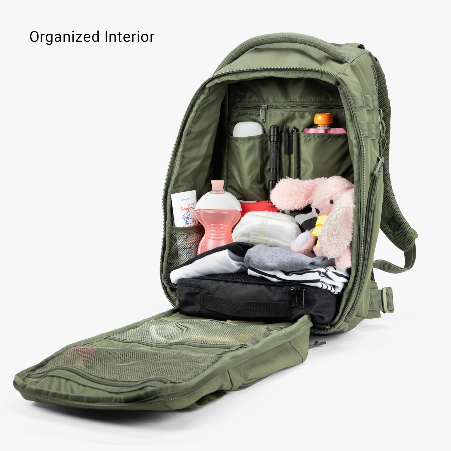 Tactical Baby Gear Everyday Diaper Bag shows water-resistant 600D fabric for rugged daily use.