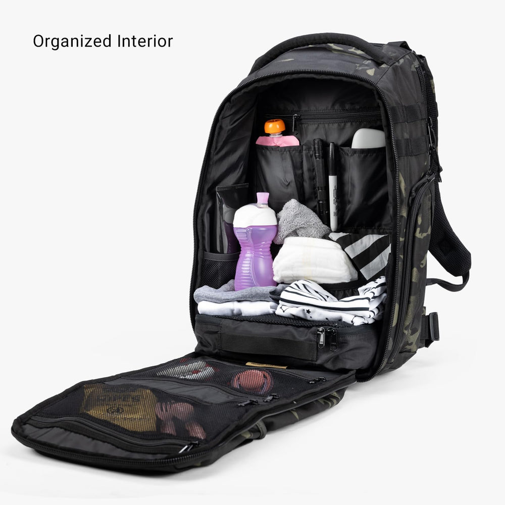 Tactical Baby Gear Everyday Tactical Diaper Bag Backpack heavy-duty exterior side pocket for quick storage.